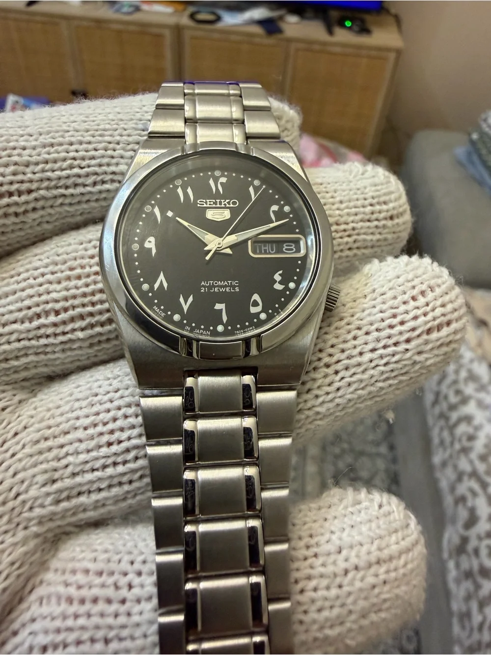 Seiko 5 Automatic Arabic Dial Black Mens Watch SNK063J5 7S26-01H0 Made in Japan